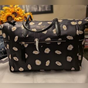 Kate Spade Nylon  Chelsea Weekender Travel bag -  Black with Daisy Print NWT